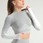 Top desportivo sem costuras de manga comprida