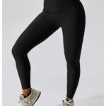 Leggings desportivas compridas com nervuras e efeito push-up