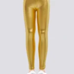 Leggings brilhantes em imitação de couro para menina
