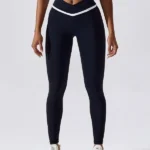 Leggings desportivas com cintura cruzada sem costuras