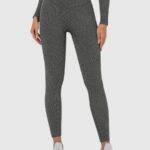 Leggings desportivas sem costuras com nervuras (push up)