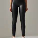 Leggings imitação de couro com interior em veludo
