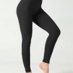 Leggings desportivas caneladas de cintura alta