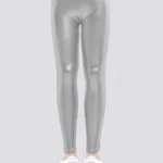 Leggings brilhantes em imitação de couro para menina