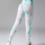 Leggings desportivas de cintura alta tie dye (push up)