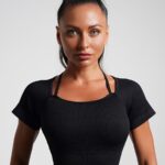 Crop top de manga curta plissado