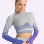 Top desportivo sem costuras de manga comprida