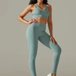 Leggings e sutiã com nervuras (conjunto desportivo)