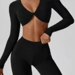 Crop top de manga comprida com sutiã