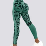 Leggings desportivas sem costuras com efeito push-up - padrão leopardo