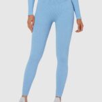Leggings desportivas sem costuras com nervuras (push up)