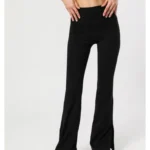 Leggings largas com fenda e cintura alta