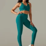 Leggings e sutiã com nervuras (conjunto desportivo)