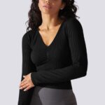 Top desportivo de manga comprida com efeito push-up