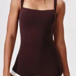 Fato de treino curto feminino com costas nadador – roupa modeladora