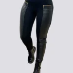 Leggings com efeito de couro de cintura alta