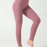 Leggings desportivas caneladas de cintura alta