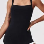 Fato de treino curto feminino com costas nadador – roupa modeladora