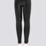 Leggings brilhantes em imitação de couro para menina