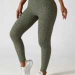 Leggings desportivas com padrão leopardo e cintura alta