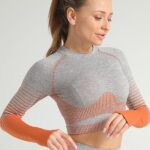 Top desportivo sem costuras de manga comprida