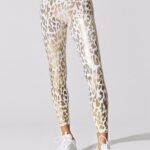 Leggings desportivas com padrão leopardo brilhante