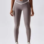 Leggings desportivas com cintura cruzada sem costuras