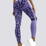 Leggings desportivas sem costuras com efeito push-up - padrão leopardo