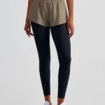 Leggings desportivas 2 em 1 com calções, bolso