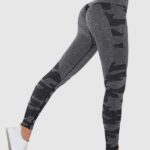 Leggings desportivas com padrão camuflado sem costuras