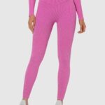 Leggings desportivas sem costuras com nervuras (push up)